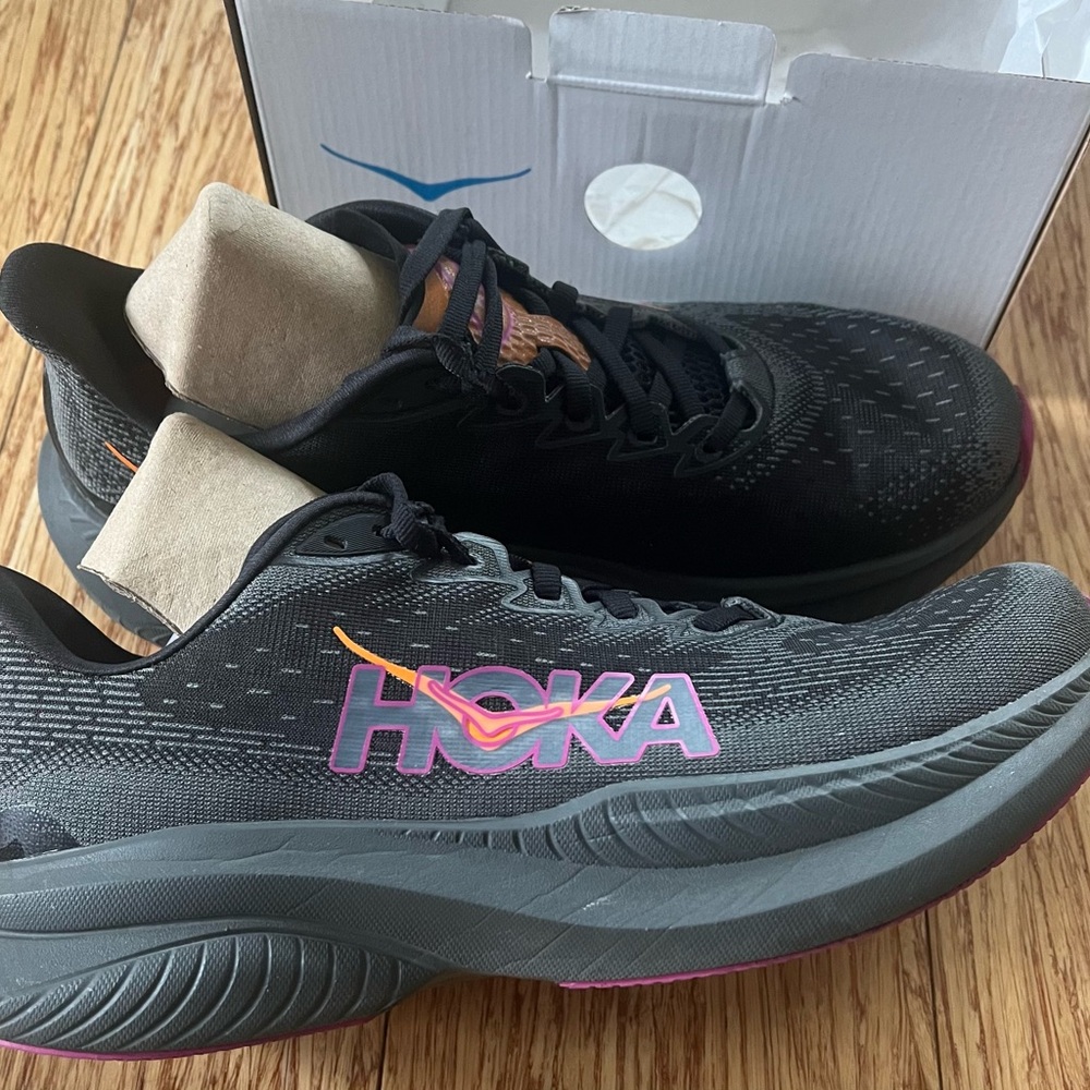 Hoka Black and Pink Athletic Sneakers